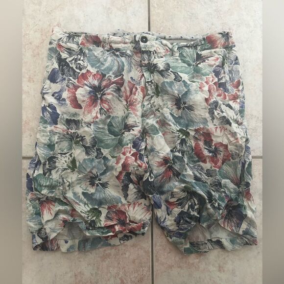 120% Lino Bermuda SHORTS floral bottoms - Picture 1 of 7